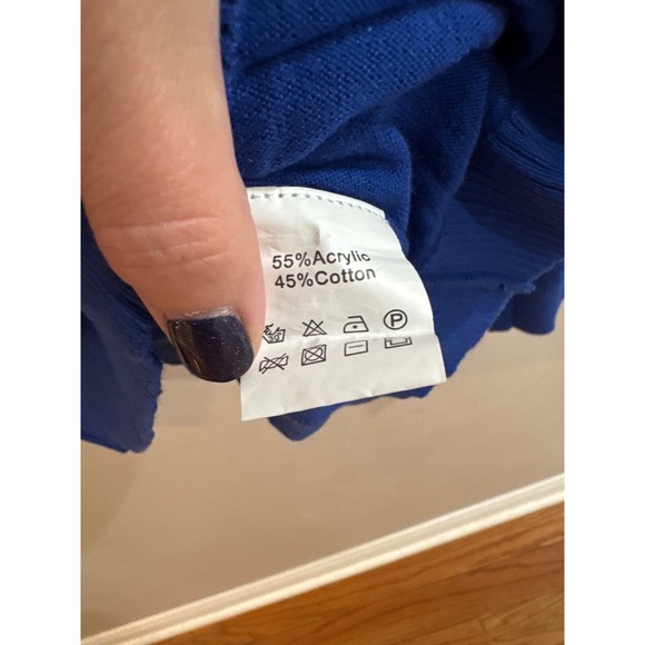 Sparkle City Blue Wolf Sequin Long Sleeve Sweater Knit Top Women's XL - Picture 3 of 5